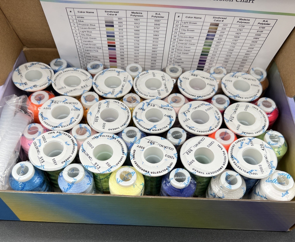 Machine Embroidery Thread Simthread Box 40 Spools Polyester