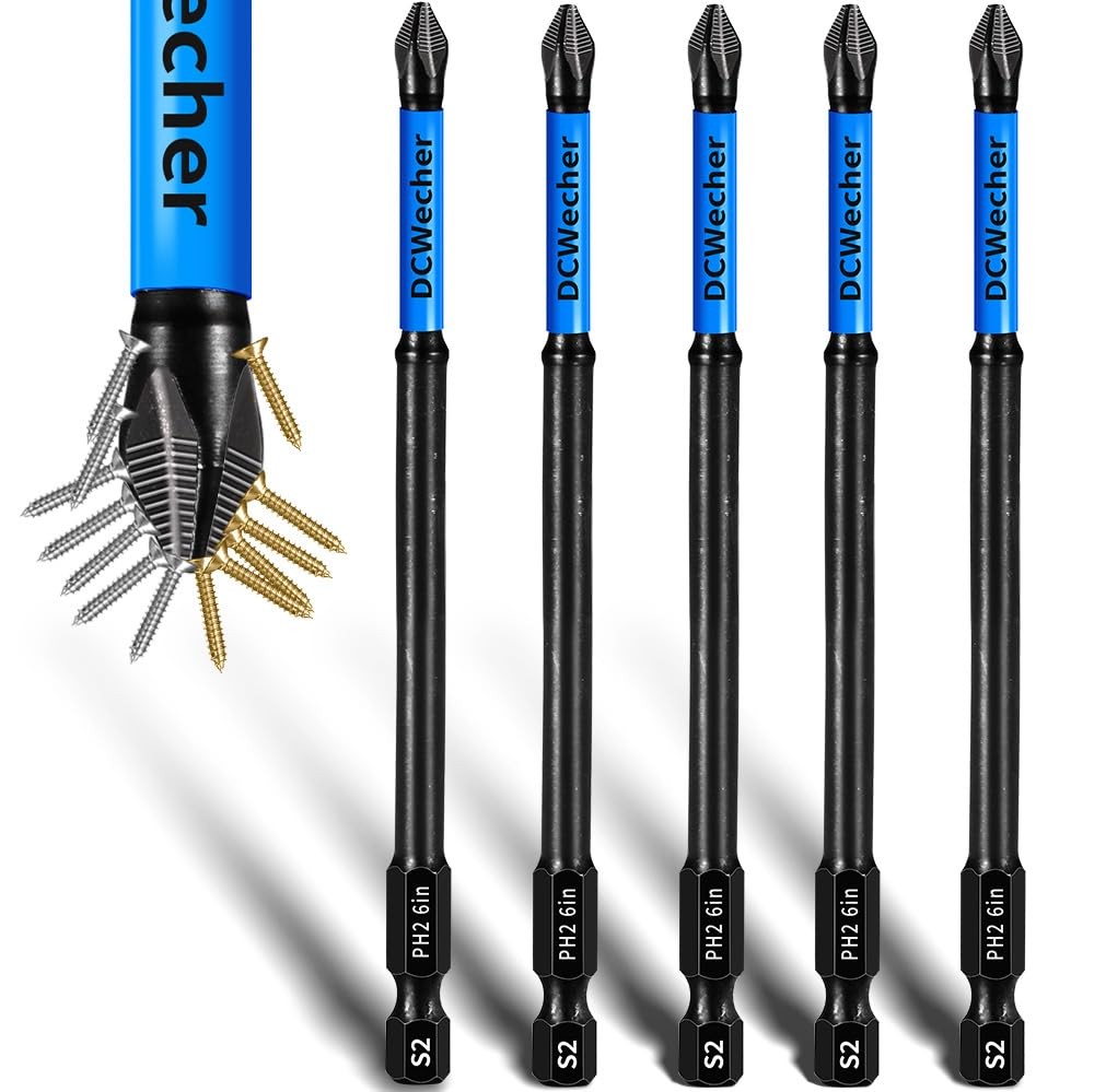 6Inch Long Phillips Head Drill & Screwdriver Bits 5Pack, 2 Phillips Bits #2 I...