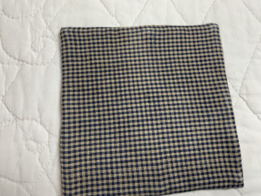 Antique Patchwork Quilt Table Topper, Early Calicos, Blue & Black, Triangles