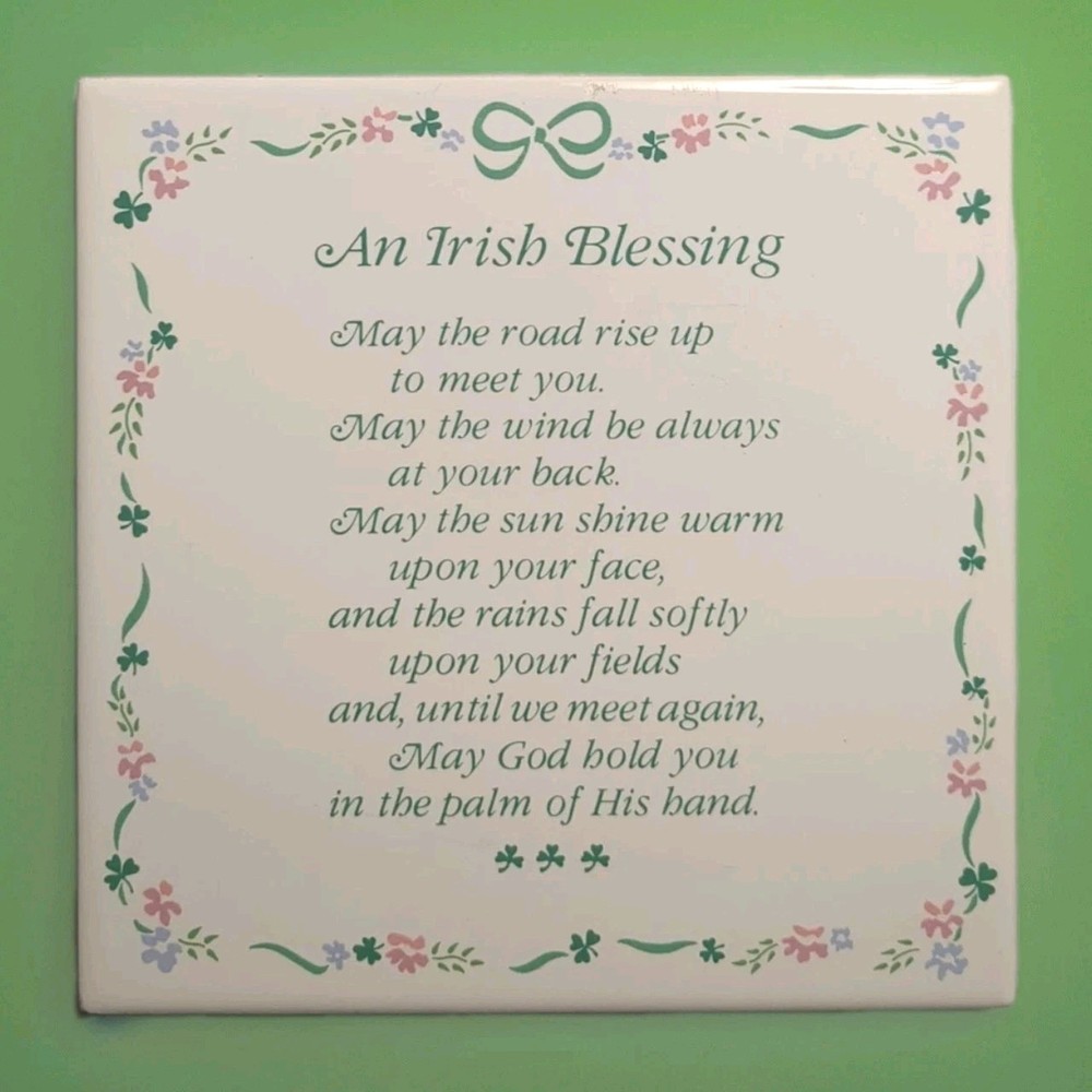 An Irish Blessing Ceramic Tile 6" Square RUSS Cork Backing
