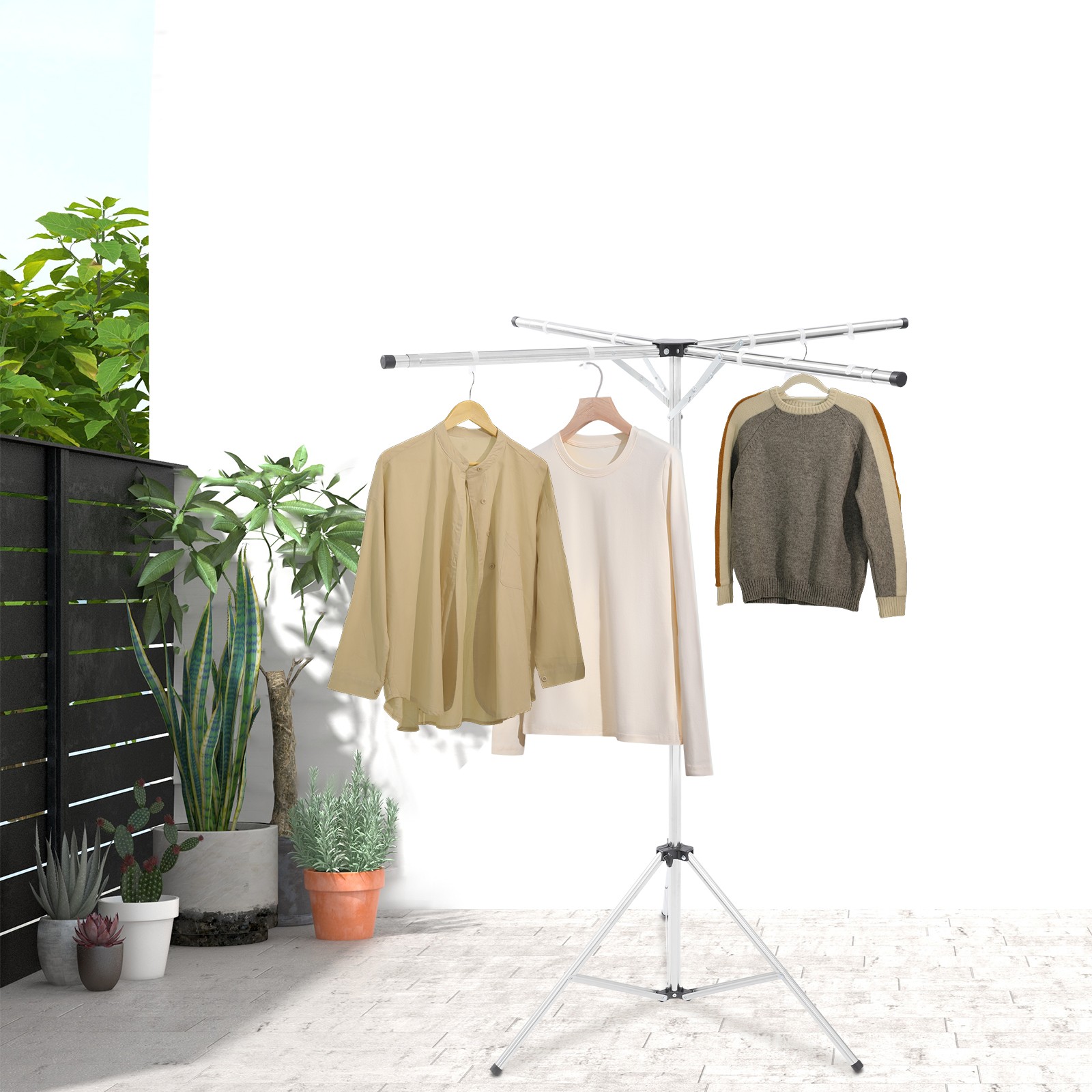 Folding Tripod Clothes Drying Rack Adjustable Clothes Rack X-Shaped Clothes Rack