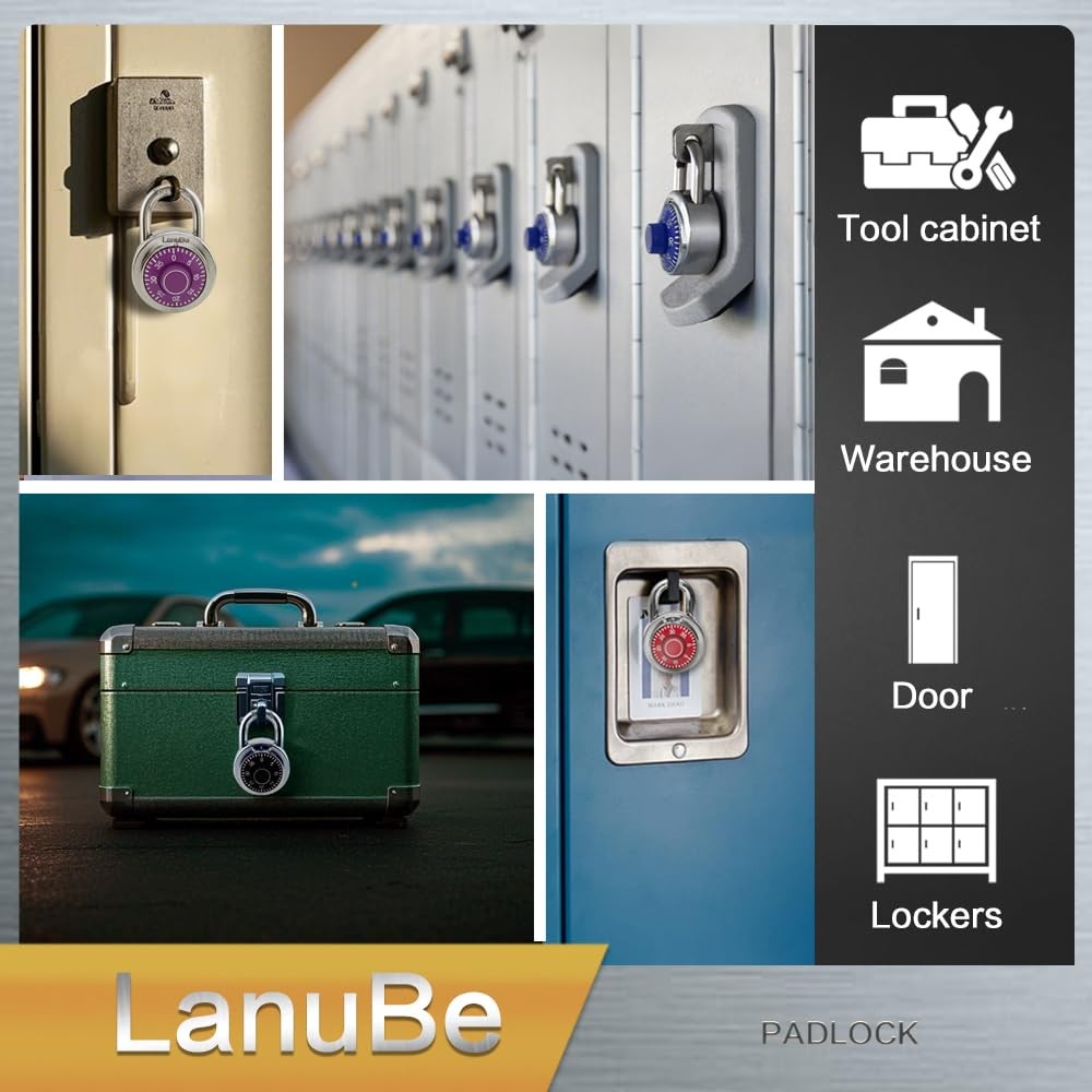 LanuBe Lock Standard Dial Combination Lock, 2" Wide, Preset 3-Digit, 16-Pack