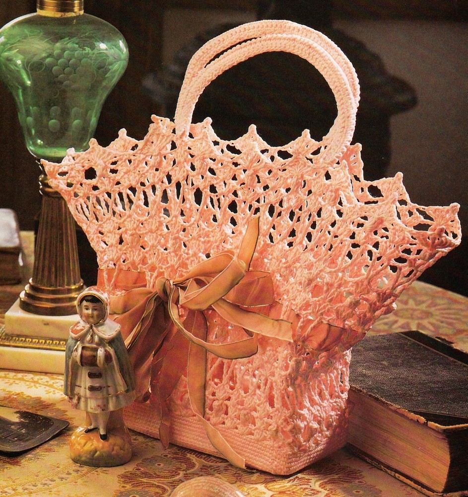 LACY SUMMERTIME Pink Basket/Decor/Crochet Pattern INSTRUCTIONS ONLY