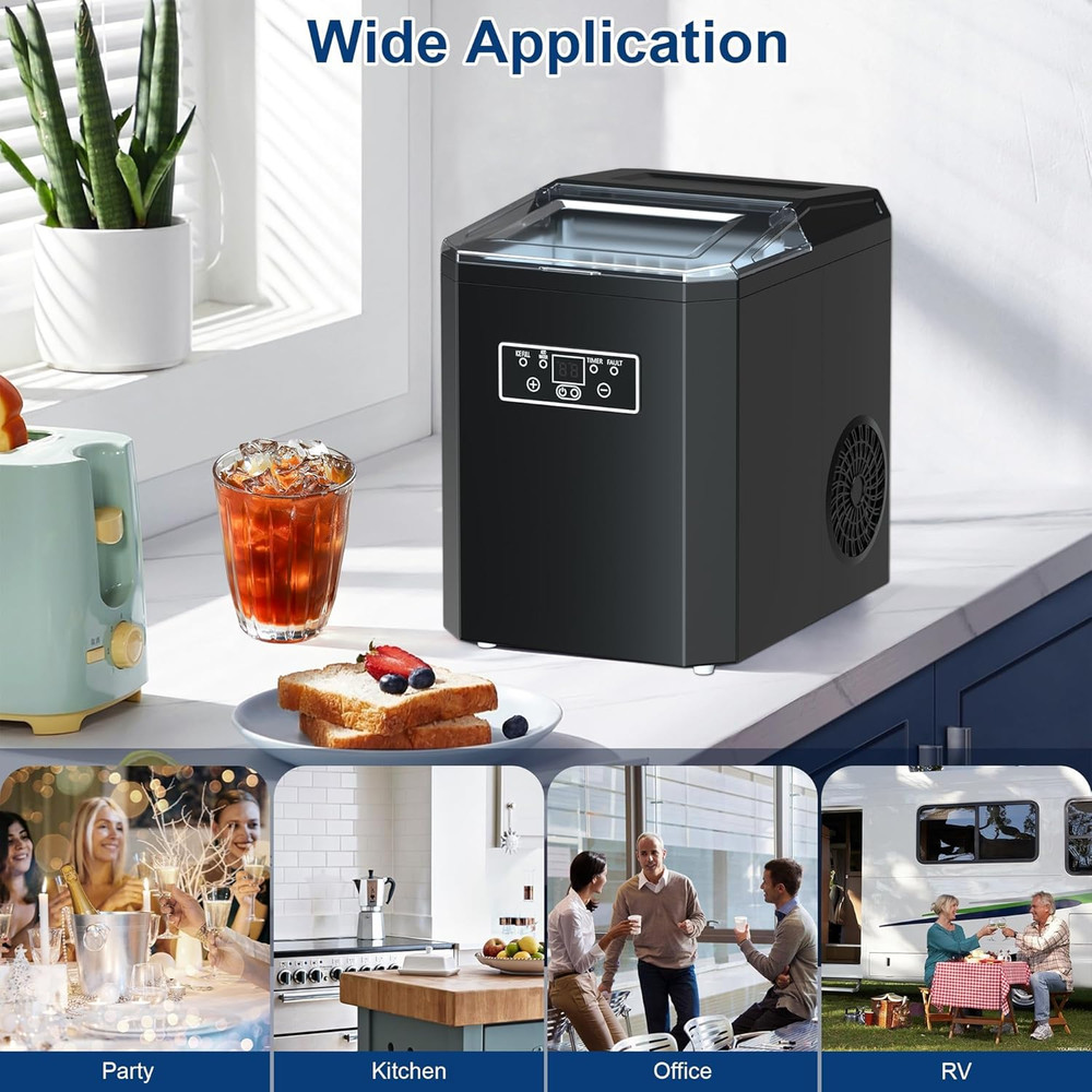 Countertop Ice Maker Machine, 44LBS Ice Cube Maker, Portable Small Ice Cube Mach