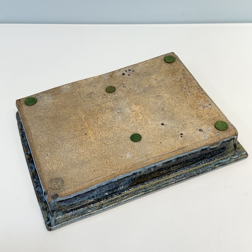 Wallis Studio Art Pottery Rectangular Shallow Casserole Blue Glaze 8”x10”x2”