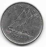 Canada 1986  10 cent  Dime Circulated