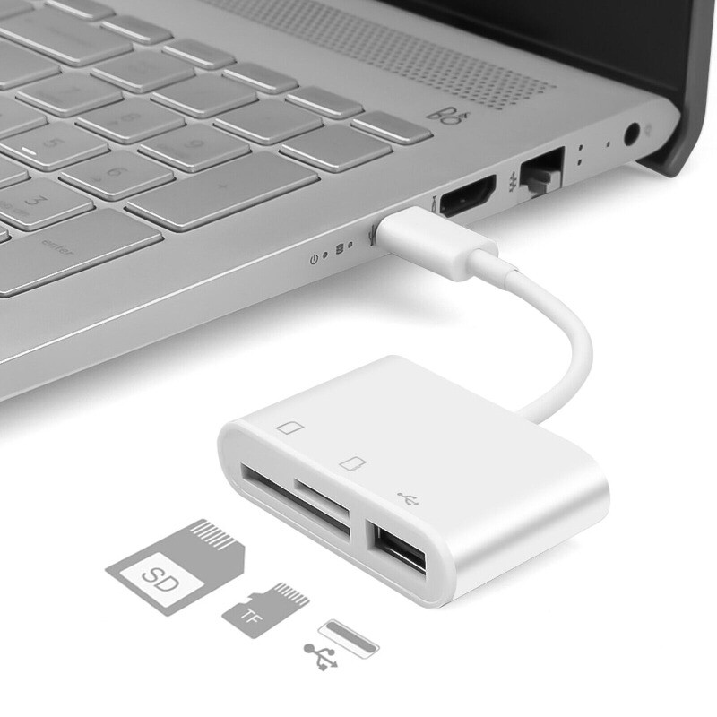 3-in-1 USB Stick SD TF Card Reader Type C OTG Adapter For iPhone Android Devices