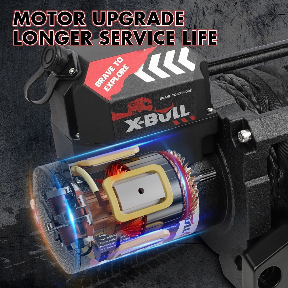 X-BULL 20000LBS Winch 20K Winch Synthetic Rope Truck Trailer Winch 12V 4WD Car