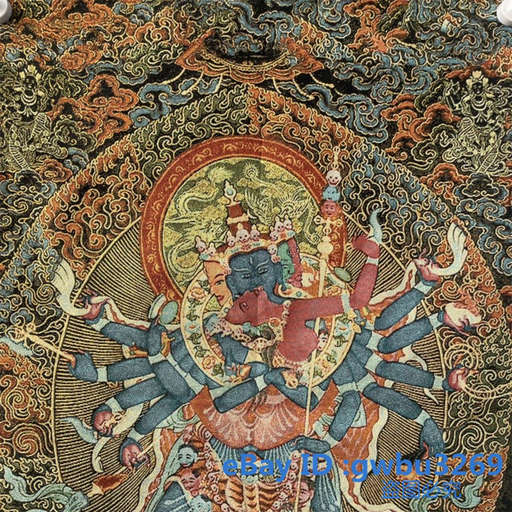 36” Chinese Tibetan Nepal Silk embroidery Tara Buddha Thangka Statue Mural 42856