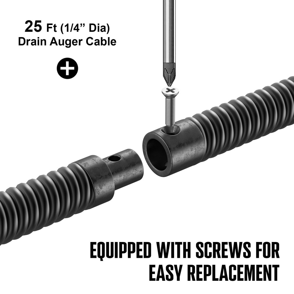 POPULO 25FT Replaceable Cable, Compatible with POPULO Electric Drain Auger(CA