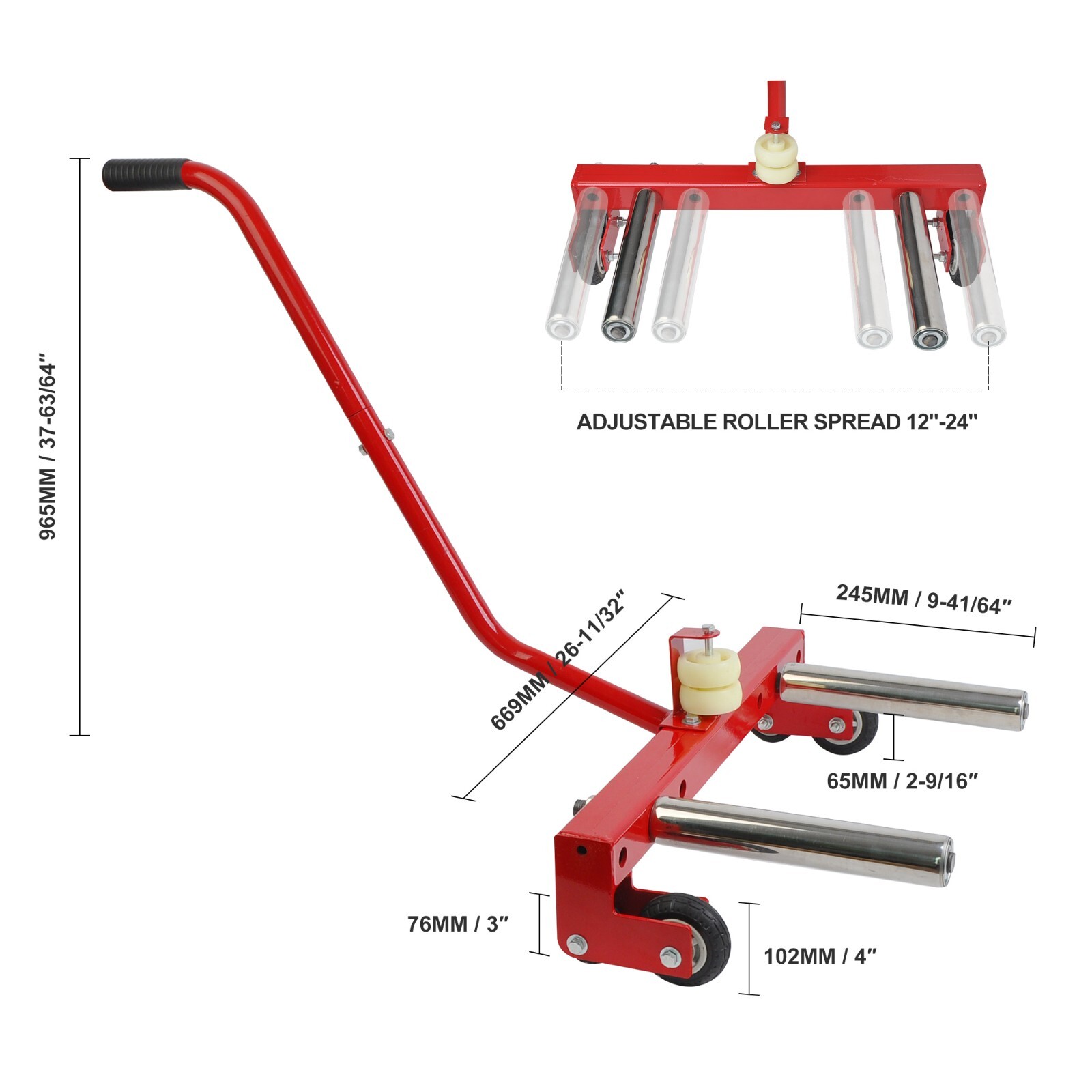 330 lbs Tires Lifter Adjustable Tire Wheel Dolly for 6.5 to 24.5 inches Tire