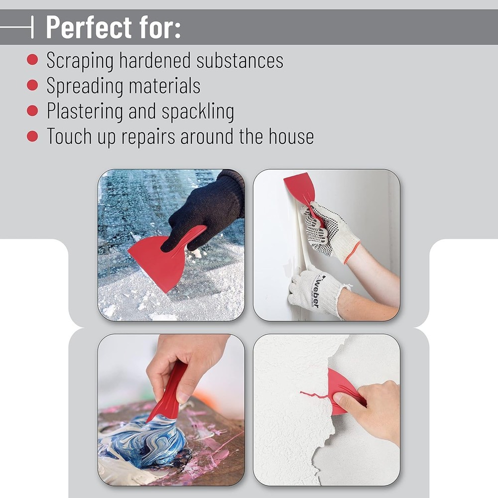 Bates 6 Pack Plastic Putty Knife Set - Paint Scraper, Spackle Tool, Spreader