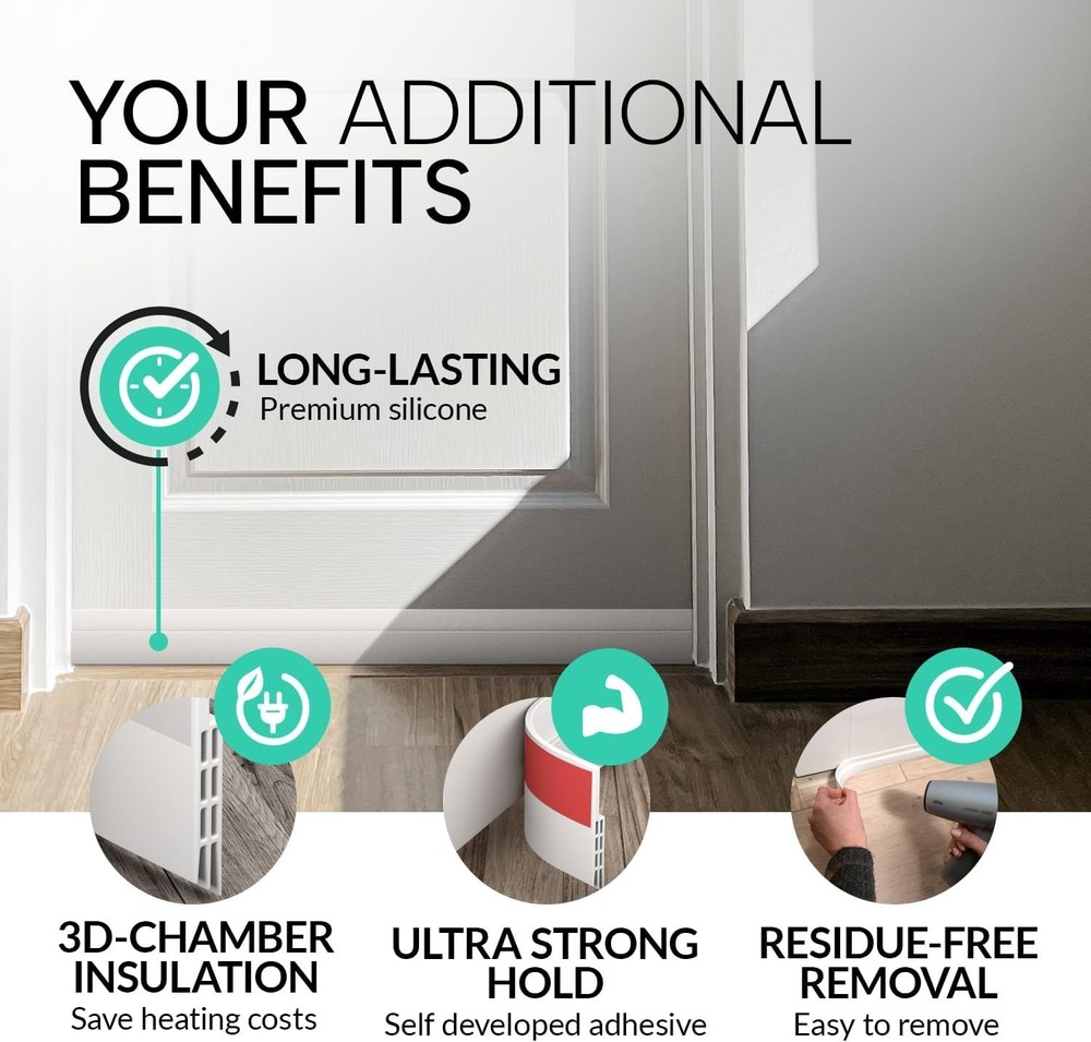 39" Silicone Door Draft Stopper - Quick Install & Energy Saving Solution