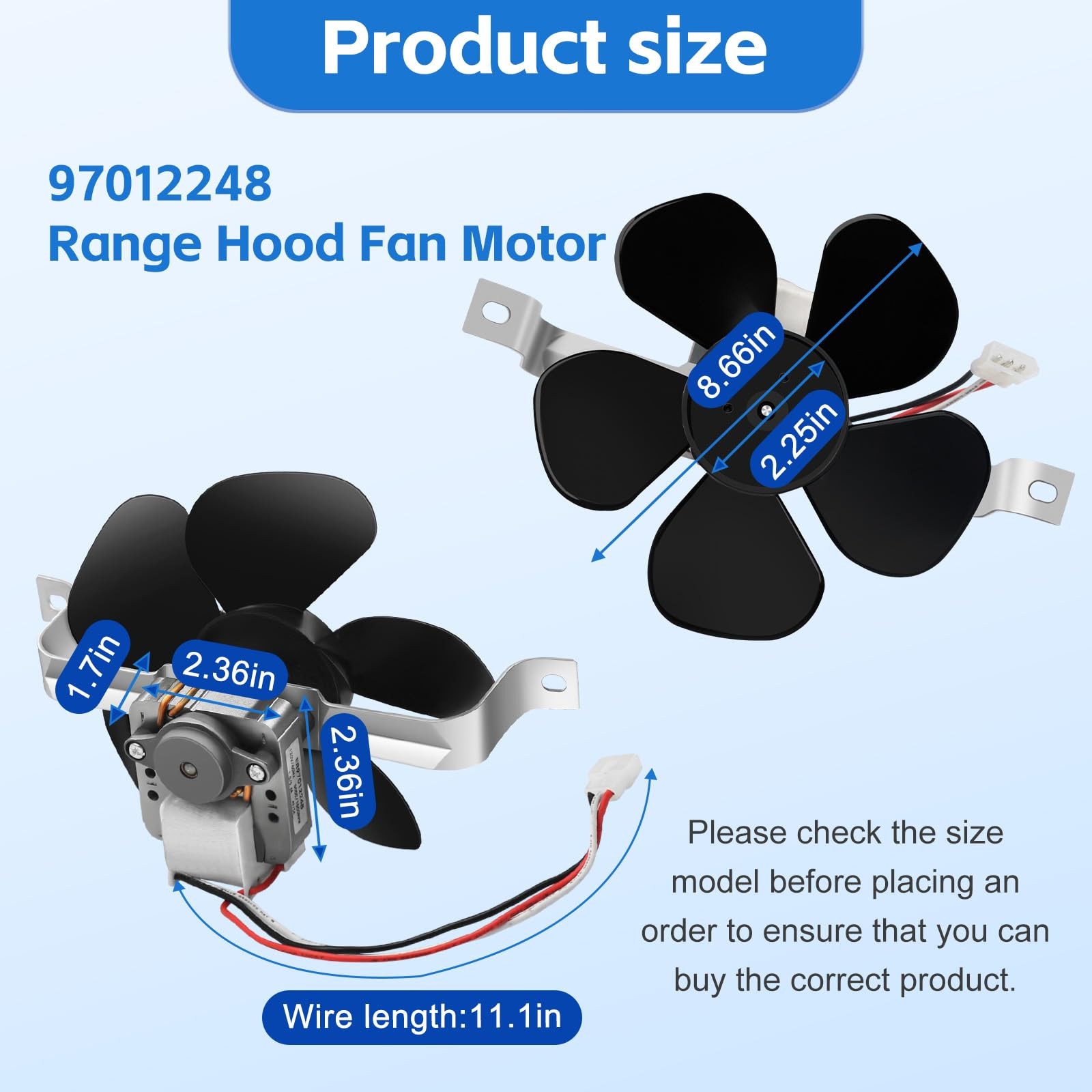 97012248 Motor Range Hood Fan Compatible with Broan and Nutone Kitchen...