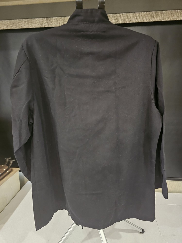 Chef Designs Ten Button Black Chef Coat Size Medium Regular Long Sleeve.