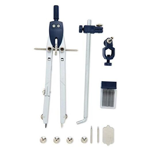 Professional Metal Compass with Wheel and Lock for Geometry, Drafting, Math,