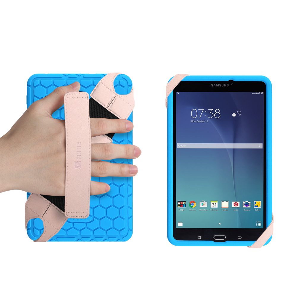 Universal Tablet Hand Strap Holder Swivel PU Leather Handle Grip w Elastic Belt