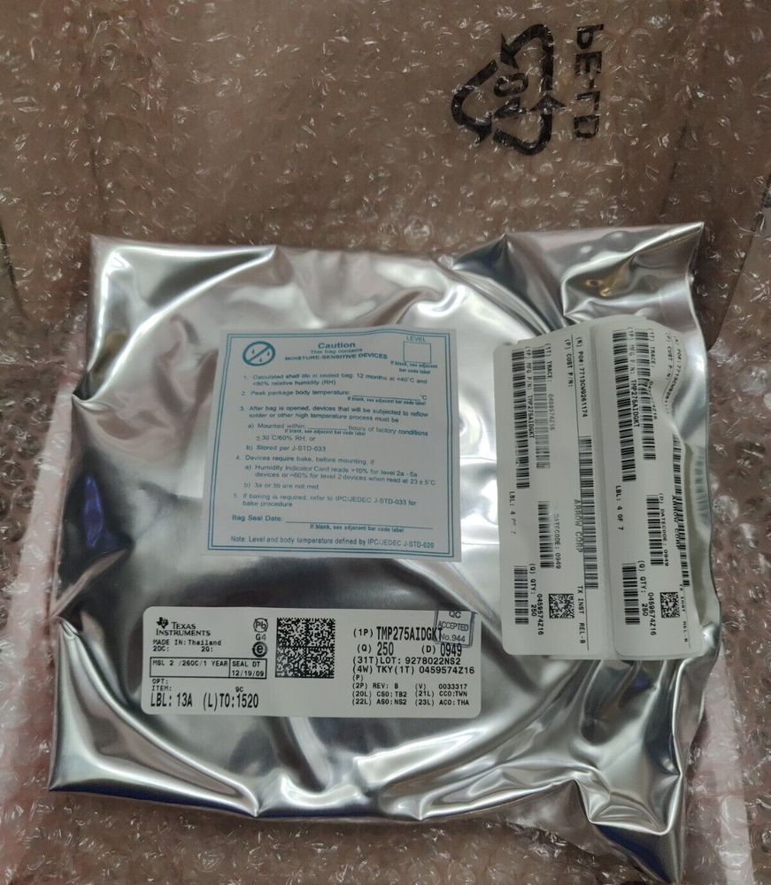 250x Texas Instrume TMP275AIDGKT Serial Switch/Digital Sensor, 12 Bit, 0.50Cel