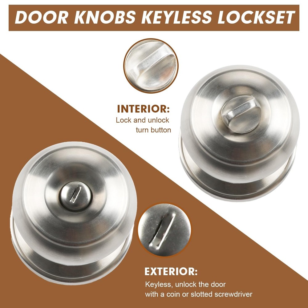 RAZCC Privacy Door Knobs, 5 Pack Satin Nickel Knobs 5 Pack,