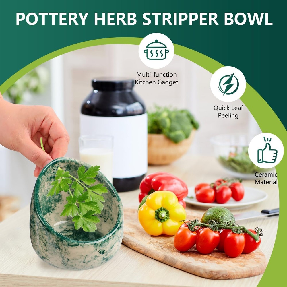 Pottery Herb Stripper Bow, Small Pottery Herb Stripper Ceramic Bowl