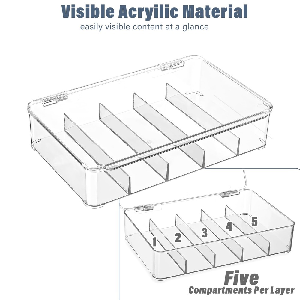 AntStep Sunglasses Organizer, Sunglasses Storage 3 Layers, Clear Stackable Ey...