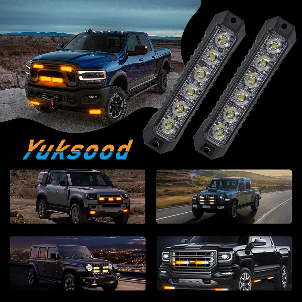 4PCS 6-LED Sync Flash Grille Light | Fits Trucks SUVs