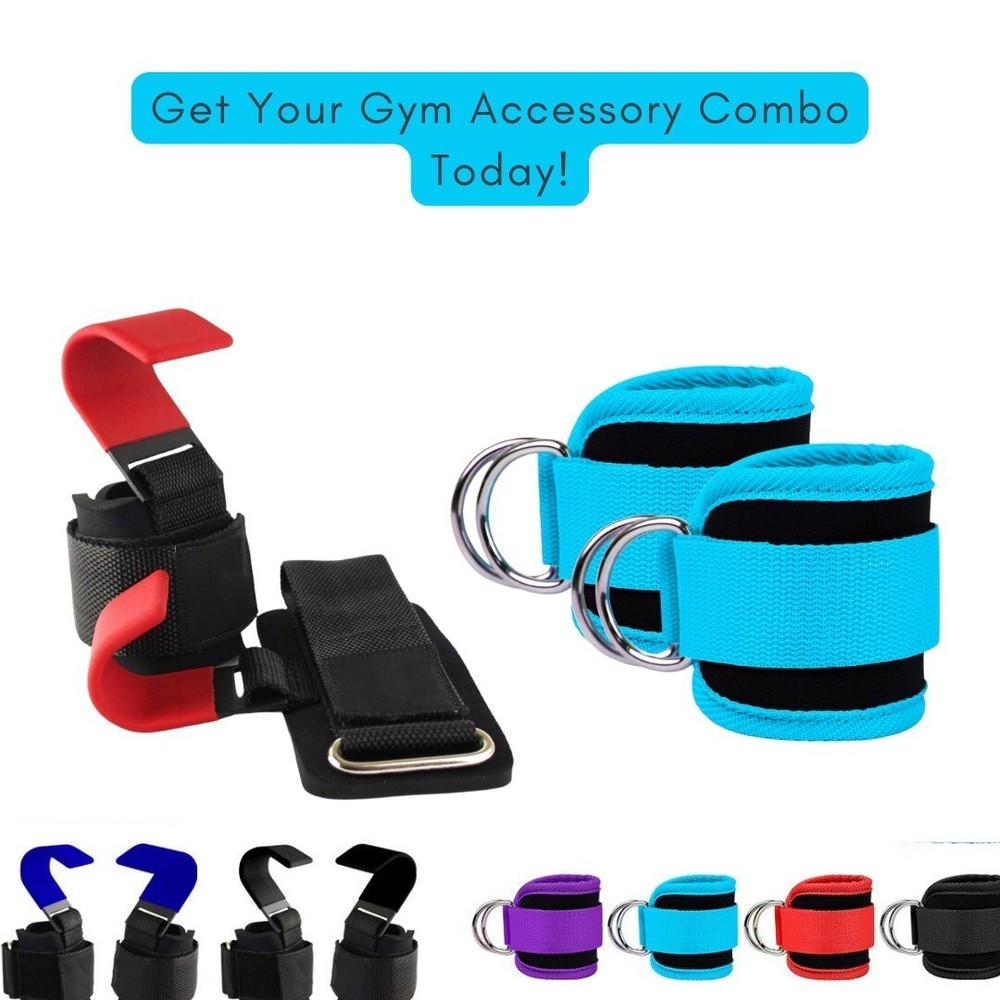 Pull Ups Shrugs Gym Gloves & D-Ring LegendFitness AnkleStrapComboPack(Bulk3Sets)