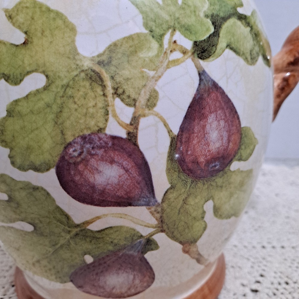 Susan Winget Purple Fig Red Plum Ceramic Serving Pitcher 10'' Tall