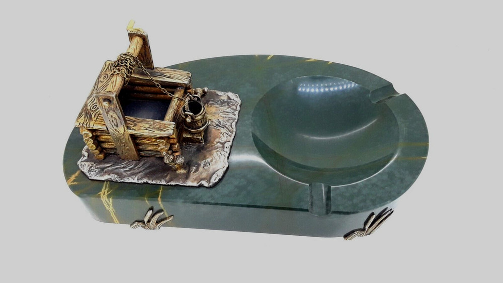 Antique Russian silver and Jasper Ashtray.