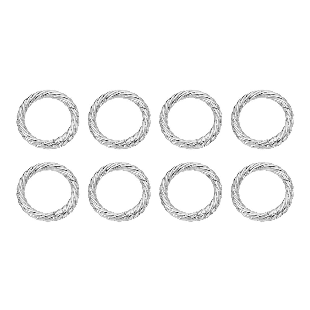 8pcs Spring O Rings 1" Round Trigger Metal Snap Hook Key Ring White