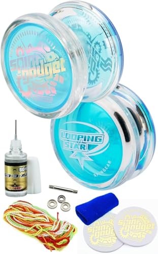 Spin Gear Spin Gadget Looping Star Yo-Yo Set for Beginners Clear Blue