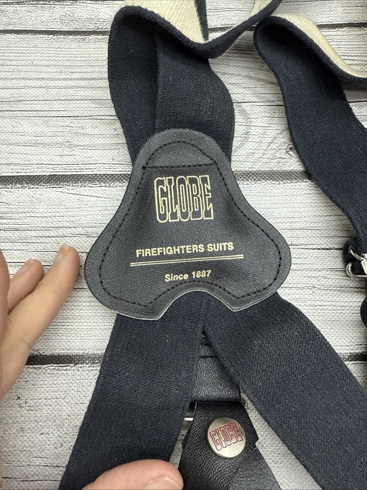Globe Firefighter Suspenders Elastic Button Adjustable Blue Fighter