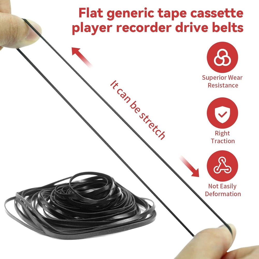 Mechanical Flat Drive Belts 50PCs 2MM Width for Cassette Player Recorder