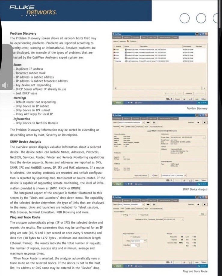 Fluke Network Optiview Series II Integrated Network Analyzer Excellent Condition