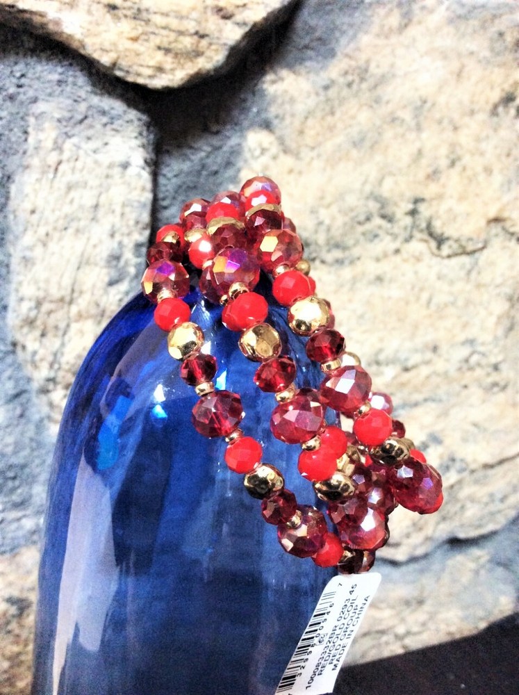 NWT AB Red Beads 4 rows Bracelet Valentines Day Gift