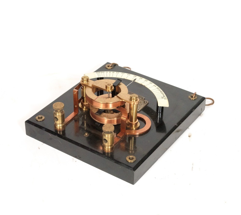 Exceptional 1890 General Electric Engine-Turned Current Indicator On Slate Base