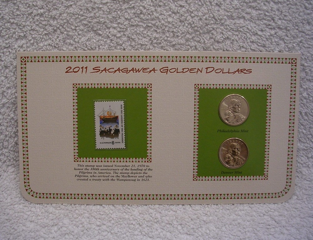 2011 Sacagawea Dollars Coin & Stamp Commemorative Panel - P & D Mints