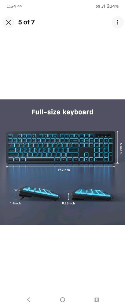 Backlit Wireless Keyboard, 2.4G Silent Wireless Light Up Keyboard, Full Size ...