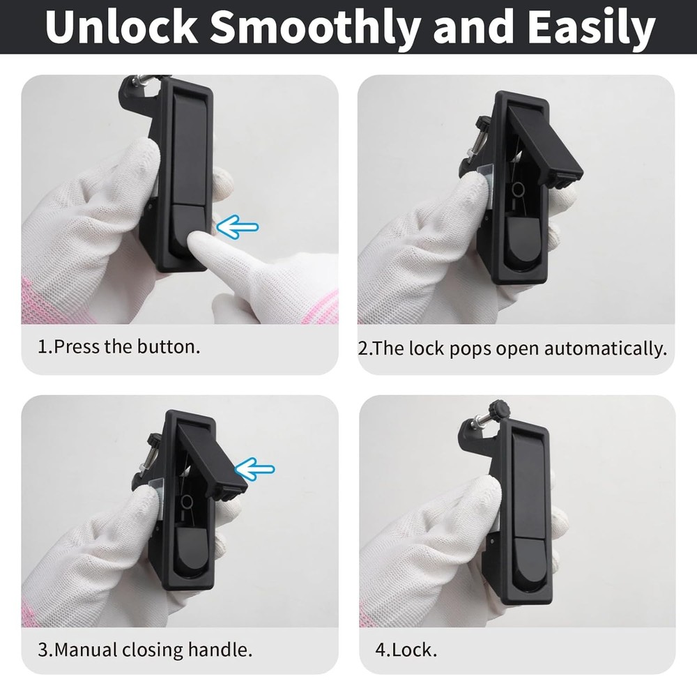 2PCS Black Zinc Alloy Compression Latch Push Button Flush Trigger Lock
