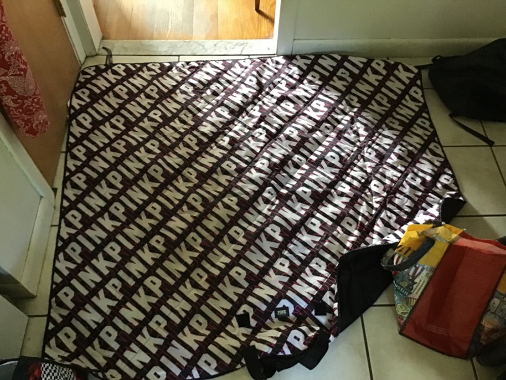 pink roll up blanket