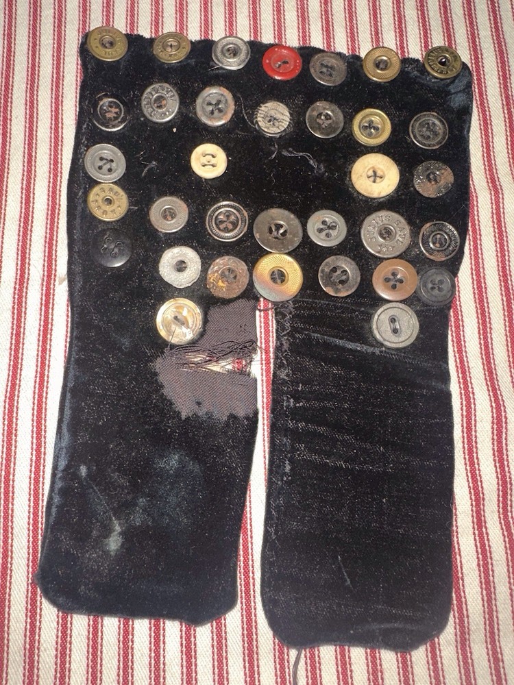 Antique Early Velvet Button Trousers Sampler