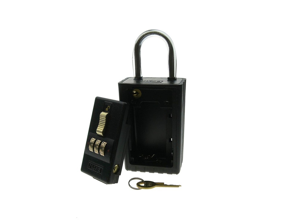 Lock | 3 Digit 26alpha Combination Lock Box | Keyed Shackle Key Storage Lock Box
