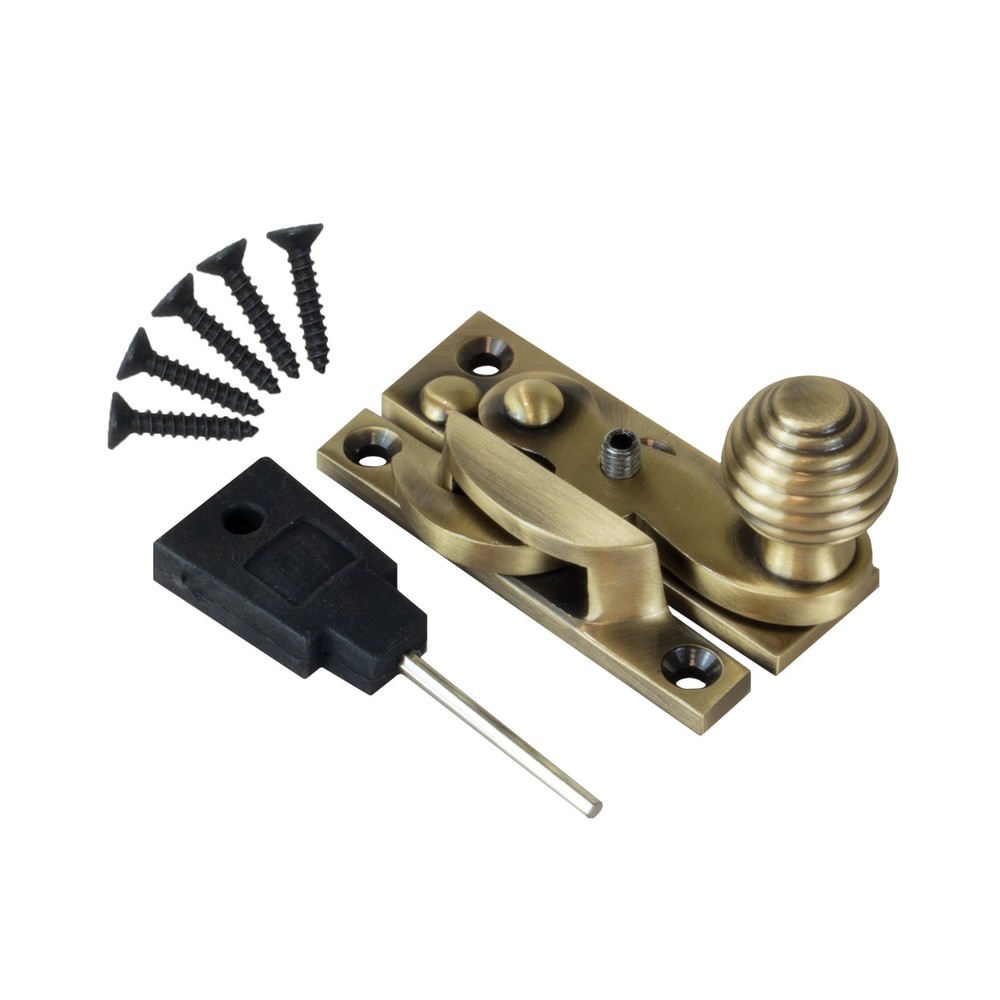 Sash Window Hook Lock – Reeded Knob, Standard Arm, Multiple Finishes”