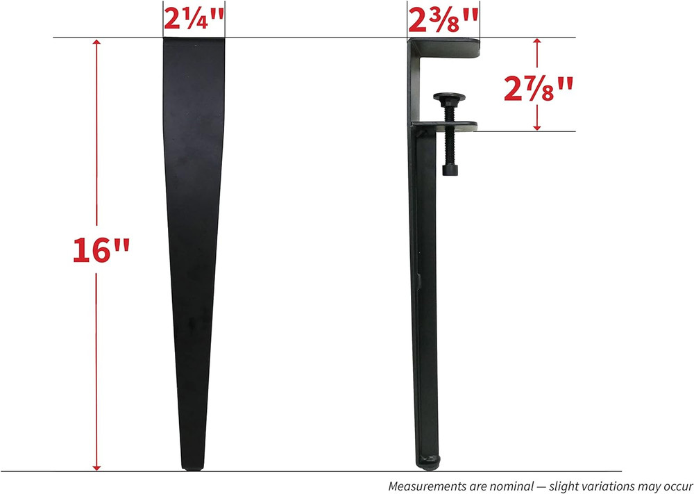 Adjustable 16" Table Clamp Legs - Black, Perfect for Versatile Setup