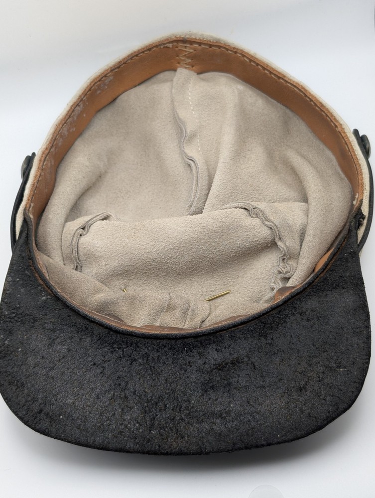 Vintage CSA Confederate Slouch Cap Reenactment Hat Suede Leather Bugle