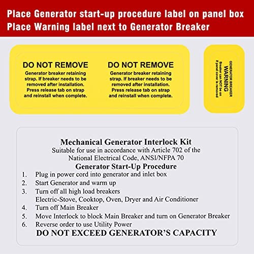 Generator Interlock Kit compatible with Cutler Hammer Generator Interlock Kit
