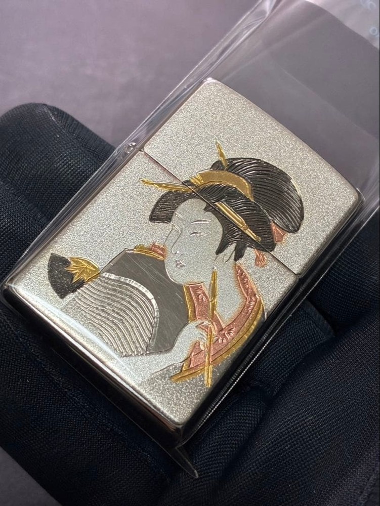 Zippo Electroformed Plate Maiko Silver One Sided Processing Lighter Regular