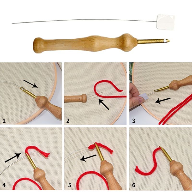Project for DIY Craft Stitching Applique Embellishment Punch Needle Threader