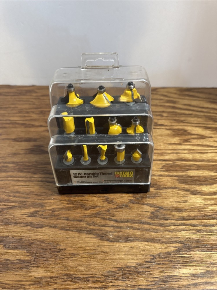 BUFFALO TOOLS 12 PC. CARBIDE TIPPED ROUTER BIT SET.