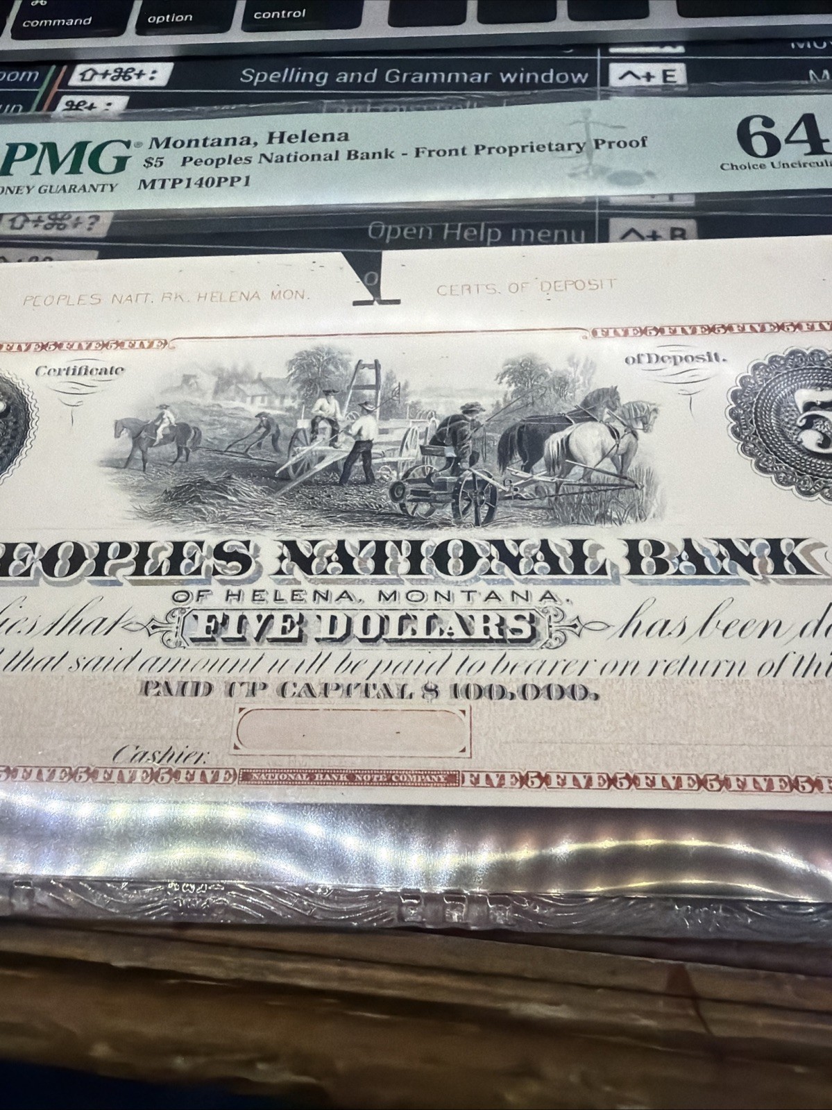 Helena Montana People National Bank Front Proprietary Proof 64 EPQ